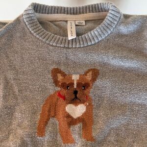 Janie and Jack Gray Sweater with Fawn Frenchy Motif